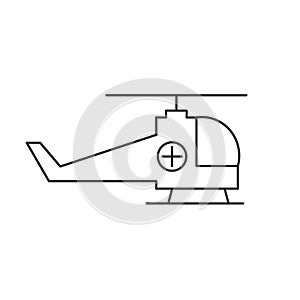 Emergency helicopter line icon. Air ambulance chopper for sick and wounded patients.