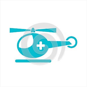 Emergency Helicopter, Medical Transport. Flat Vector Icon illustration.