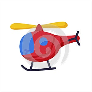 Emergency Helicopter, Medical Transport. Flat Vector Icon illustration.
