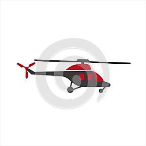 Emergency Helicopter, Medical Transport. Flat Vector Icon illustration.