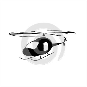 Emergency Helicopter, Medical Transport. Flat Vector Icon illustration.