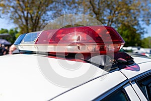 Emergency lights on an american police car