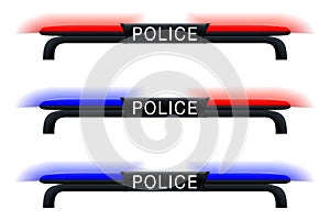 Emergency Lights. Blue and Red Police Car Siren