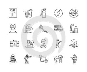 Emergency line icons, signs, vector set, outline illustration concept