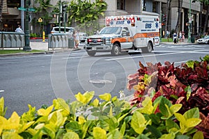 Emergency Medical Services vehicle in hurry