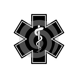 Emergency medical symbol. Vector isolated medical sign icon with snake. Medical star symbol. Star of life sign