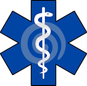 Emergency medicine symbol asclepius - Star of Life EMT Symbol photo