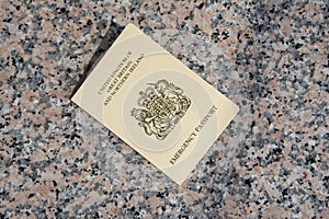 Emergency passport issued to a UK citizen by the UK Consulate in