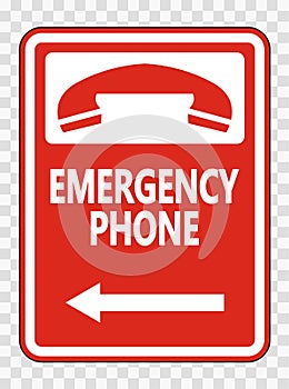 symbol Emergency Phone (Left Arrow) Sign on transparent background