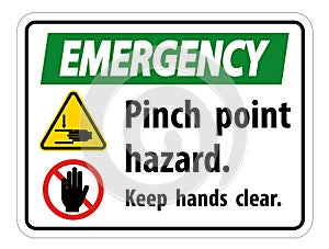 Emergency Pinch Point Hazard,Keep Hands Clear Symbol Sign Isolate on White Background,Vector Illustration