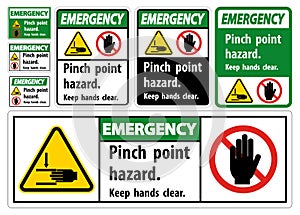 Emergency Pinch Point Hazard,Keep Hands Clear Symbol Sign Isolate on White Background,Vector Illustration