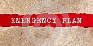 EMERGENCY PLAN appearing behind torn paper. Business