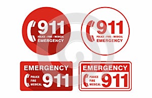 Emergency Call 911 Sign white background