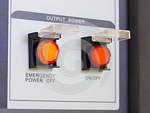 Emergency power switch on and off photo