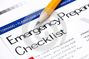 Emergency Preparedness Checklist with pencil