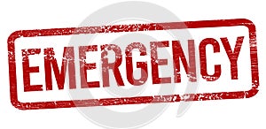 Emergency Red stamp on a white background