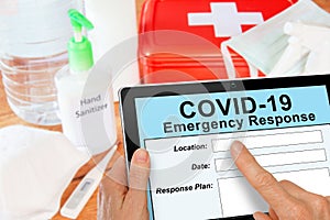 Emergency Response kit for Covid19 Coronavirus with mask and sanitizer