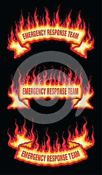 Emergency Response Team Fire Flame Scroll Banners