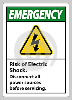 Emergency Risk of electric shock Symbol Sign Isolate on White Background