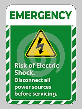 Emergency Risk of electric shock Symbol Sign Isolate on White Background