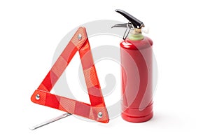 Emergency Road Triangle And Fire Extinguisher