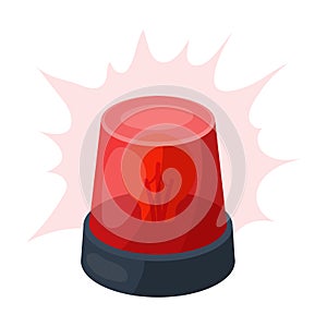 Emergency rotating beacon light icon in cartoon style isolated on white background. Police symbol