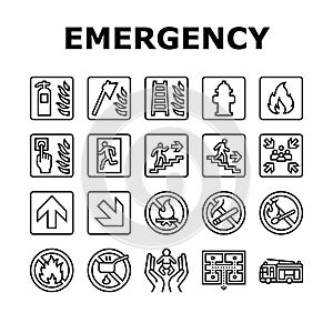 emergency safety security danger icons set vector