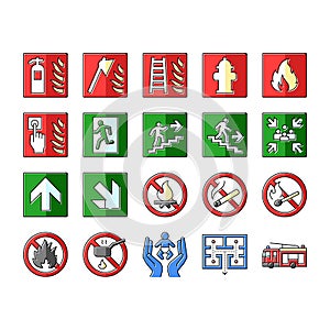emergency safety security danger icons set vector