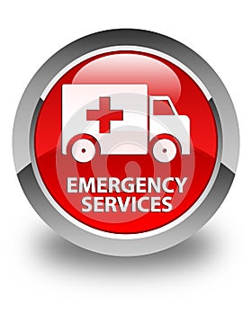 Emergency services glossy red round button