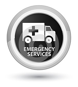 Emergency services prime black round button photo