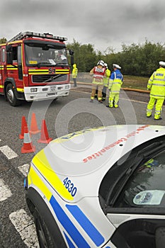 Emergency services at a major incident.