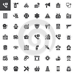 Emergency services vector icons set