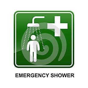 Emergency shower sign,Safety condition isolated on white background