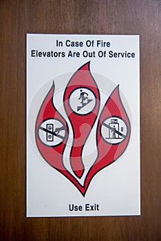 Emergency Sign - Elevator Fire