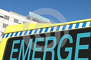 Emergency sign on hospital and ambulance