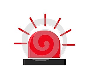 Emergency siren icon. Alarm with siren and light. Red light with alert for police and ambulance. Flasher of police and ambulance.