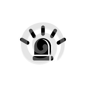 Emergency Siren, Police Alarm, Medical Alert. Flat Vector Icon illustration. Simple black symbol on white background. Emergency