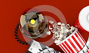 Emergency siren with popcorn and film reel