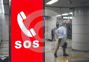 Emergency SOS Sign symbol in Public Transportation