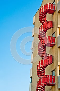 Emergency stairs. urban architecture background