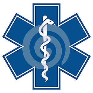 Emergency star - medical symbol caduceus snake wit photo