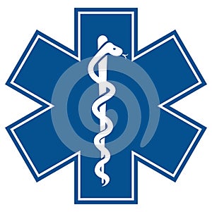 Emergency star - medical symbol caduceus snake wit