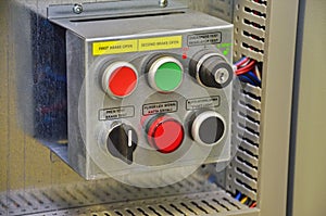 Emergency stop button .Big Red emergency button or stop button for manual pressing