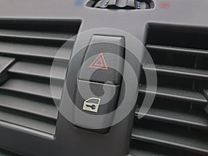 Emergency stop button in car interior