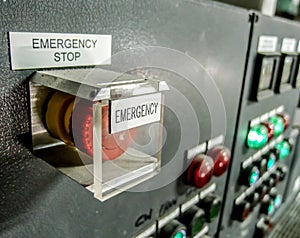 Emergency stop button at control panel