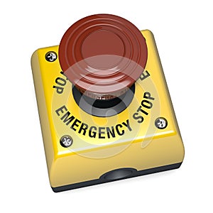 Emergency stop switch button 3D Illustration