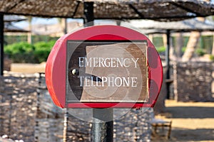 Emergency telephone box at the beach