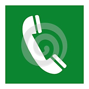 Emergency Telephone Green Symbol Sign Isolate On White Background,Vector Illustration EPS.10