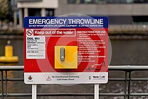 Emergency Throwline for rescue of people in trouble in the nearby water