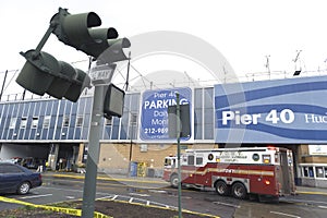 Emergency truck on the pier